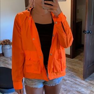 Fluorescent Orange Fashion Raincoat